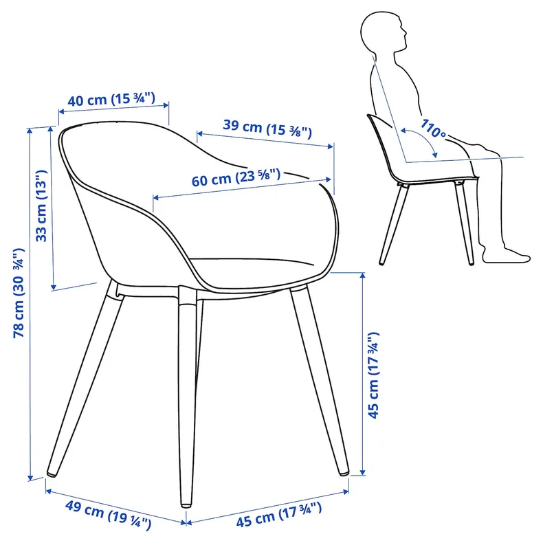 IKEA GRÖNSTA ГРЕНСТА, стілець з підлокітниками, прим / вул, білий 905.578.86 фото №6