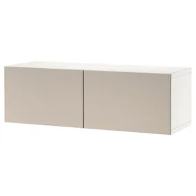 IKEA BESTÅ БЕСТО, настінна комбінація шаф, білий / лапландський світло-сірий бежевий, 120x42x38 см 994.398.60 фото