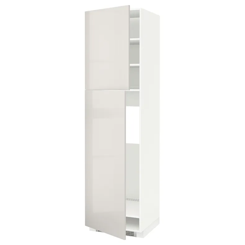 IKEA METOD МЕТОД, высокий шкаф д / холодильника / 2дверцы, белый / светло-серый, 60x60x220 см 694.576.19 фото №1