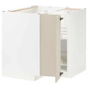 IKEA METOD МЕТОД, угловой напольн шкаф с вращающ секц, белый / гавсторпский бежевый, 88x88 см 294.264.51 фото