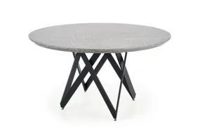 Стол обеденный круглый HALMAR GUSTIMO 140x140 см, столешница - ясеневый мрамор, каркас - черный фото