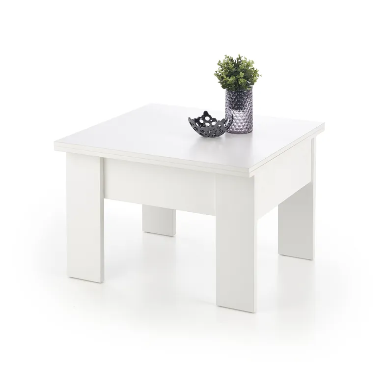 Журнальный столик-трансформер HALMAR SERAFIN 80-160x80 см белый фото №2