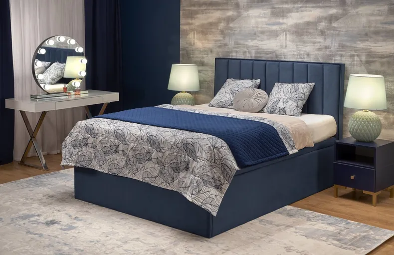 Ліжко двоспальне з підйомним механізмом HALMAR ASENTO 160x200 см темно-синя фото №2