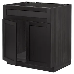 IKEA METOD МЕТОД, підлог шафа д / мийки / 2 двер / фрон пан, чорний / Лерхіттан, пофарбований у чорний колір, 80x60 см 094.661.03 фото
