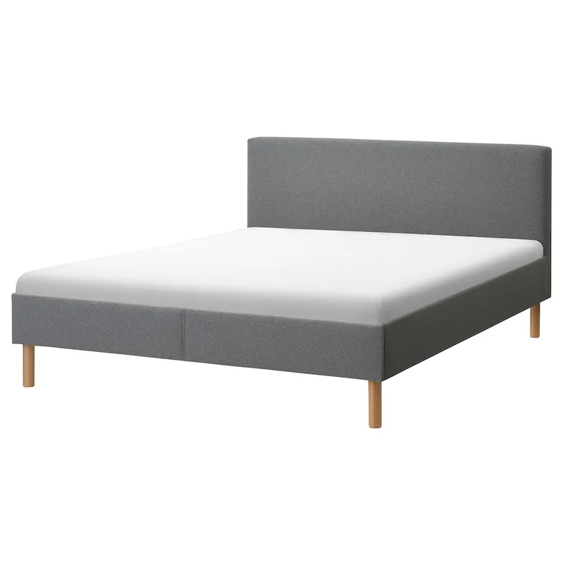 IKEA NARRÖN НАРРЕН, каркас ліжка з оббивкою, сірий, 140x200 см 105.561.07 фото №1