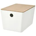 IKEA KUGGIS КУГГИС, контейнер с крышкой, белый / бамбук, 18x26x15 см 295.612.84 фото thumb №1