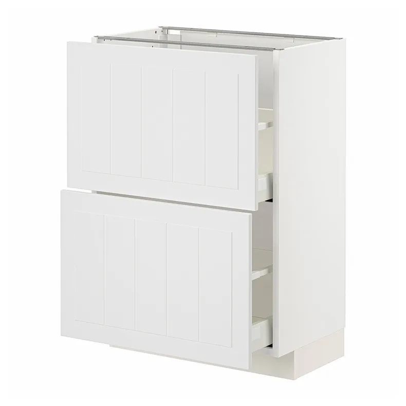 IKEA METOD МЕТОД / MAXIMERA МАКСИМЕРА, напольный шкаф с 2 ящиками, белый / Стенсунд белый, 60x37 см 694.095.10 фото №1