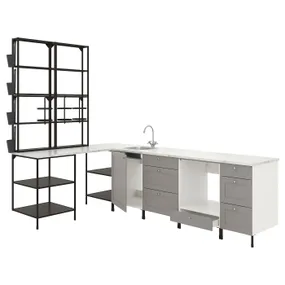 IKEA ENHET ЕНХЕТ, кутова кухня, антрацитовий/сірий каркас 793.380.65 фото