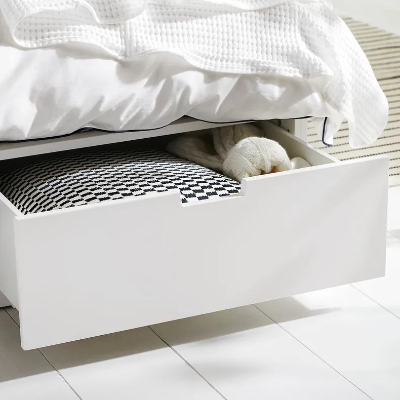 IKEA NORDLI НОРДЛИ, кровать с отд д / хранения и матрасом, белый / Екрехамн средней жесткости, 160x200 см 495.377.16 фото №6