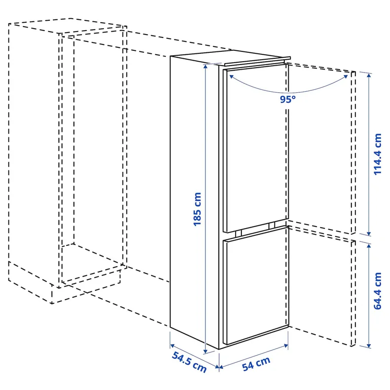 IKEA TINAD ТІНАД, холодильник+морозильна камера, IKEA 500 інтегрована, 210/79 l 005.728.72 фото №2