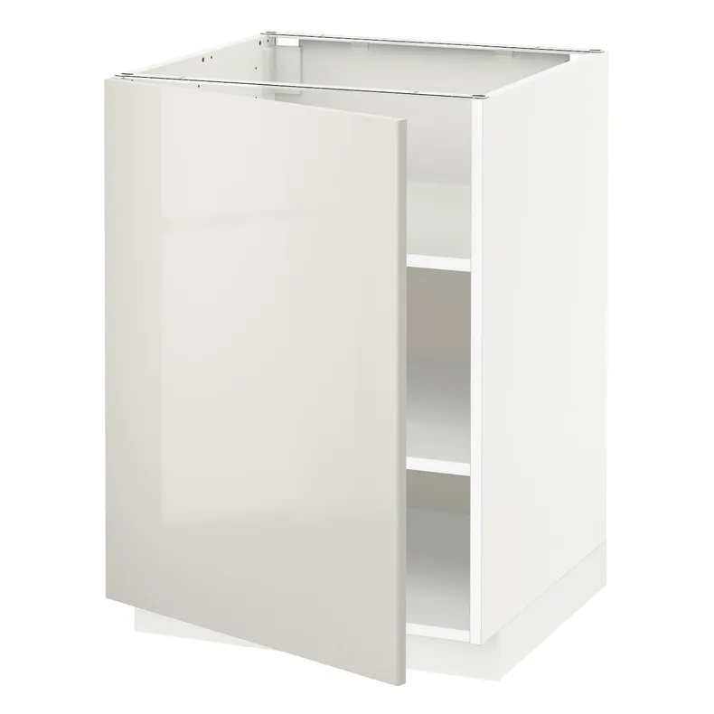 IKEA METOD МЕТОД, напольный шкаф с полками, белый / светло-серый, 60x60 см 394.641.74 фото №1