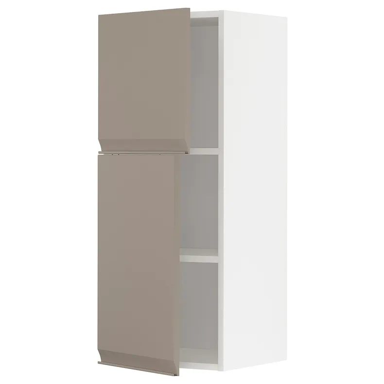 IKEA METOD МЕТОД, навісна шафа з полицями / 2 дверцят, білий / Upplöv матовий темно-бежевий, 40x100 см 894.917.16 фото №1