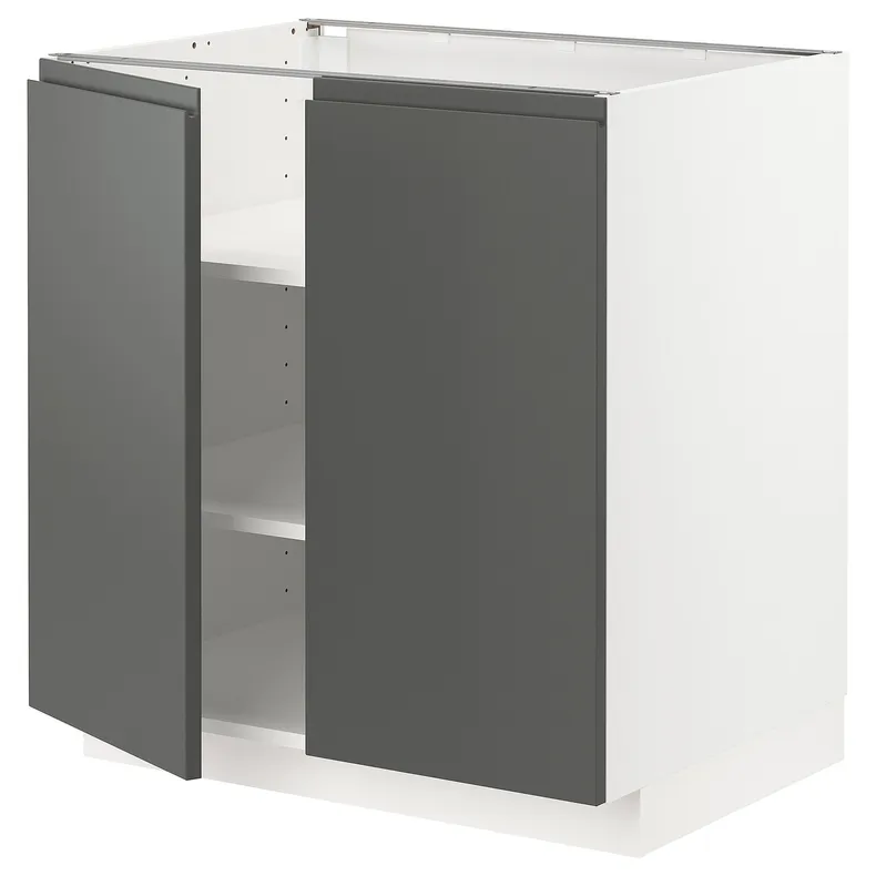 IKEA METOD МЕТОД, напольный шкаф с полками / 2дверцами, белый / Воксторп темно-серый, 80x60 см 394.604.11 фото №1