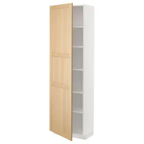 IKEA METOD МЕТОД, высокий шкаф с полками, белый / дуб форсбака, 60x37x200 см 095.094.14 фото