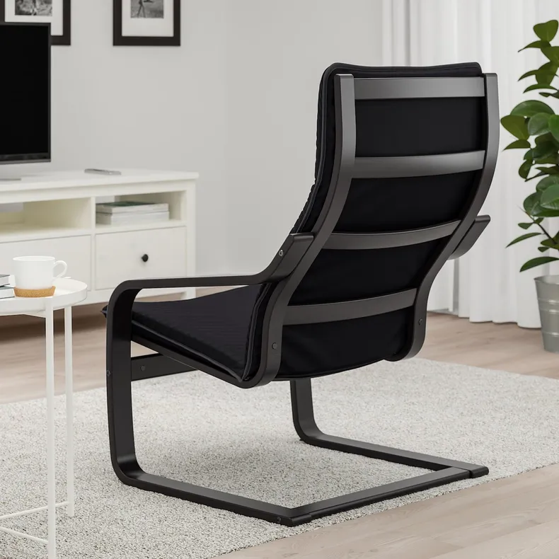 IKEA POÄNG ПОЭНГ, кресло, черный / коричневый / черный 592.408.28 фото №3