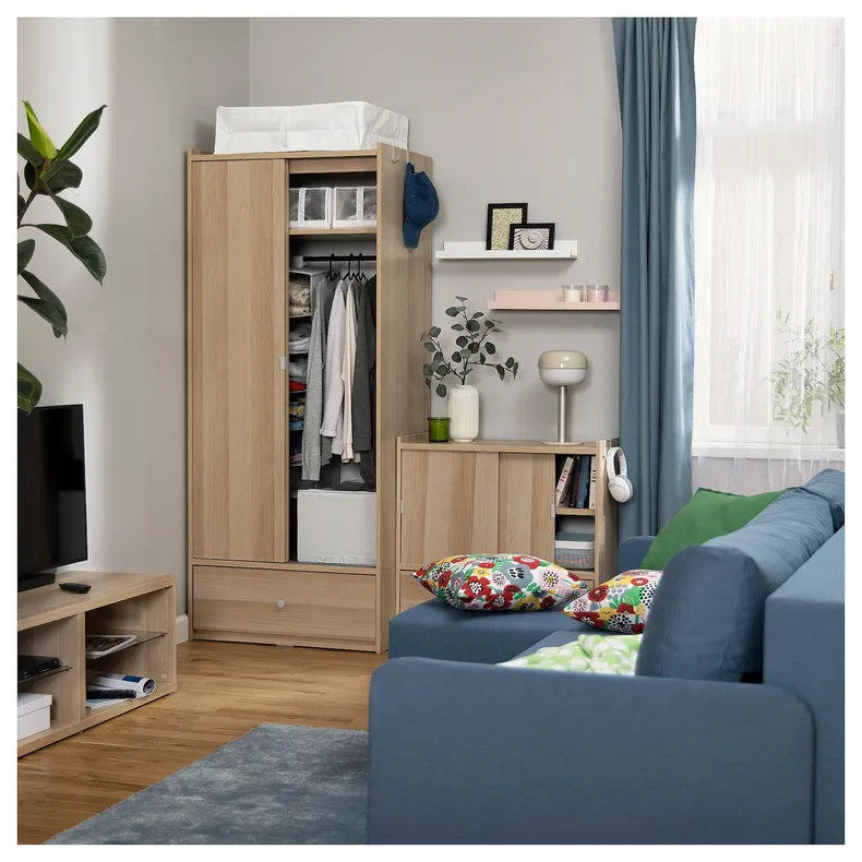 IKEA BRUKSVARA БРУКСВЭРА, гардероб с раздвижными дверями, дуб, 80x191 см 605.758.82 фото №2
