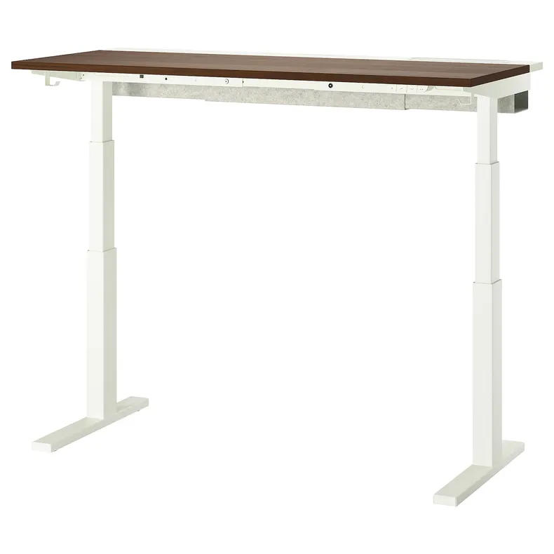 IKEA MITTZON МІТТЗОН, стіл регульований, електричний горіх / білий, 140x60 см 695.283.39 фото №1