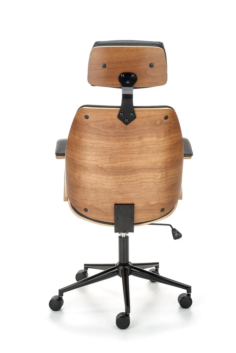 Крісло комп'ютерне офісне обертове HALMAR IGNAZIO, горіховий чорний, екошкіра фото №2