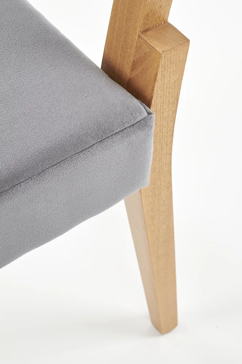 Кухонний стілець HALMAR Sorbus, оббивка - сірий, ніжки - дуб медовий (1шт=2шт) фото №7
