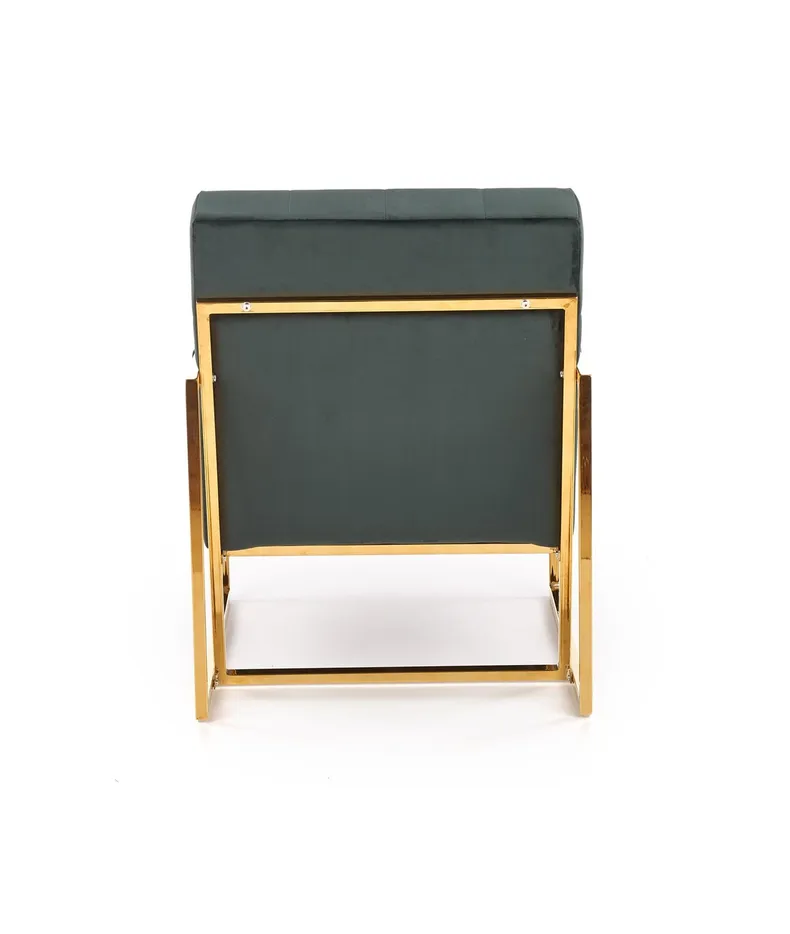 Мягкое кресло HALMAR PRIUS, бархатная обивка - темно-зеленый, каркас - золотой фото №3