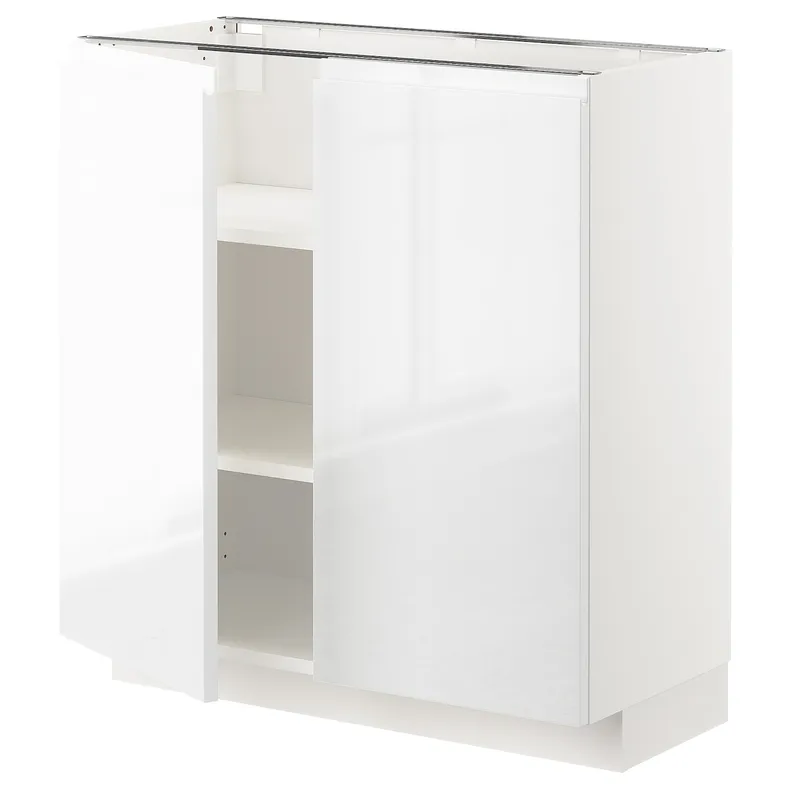 IKEA METOD МЕТОД, підлогова шафа з полицями / 2 дверцят, білий / ВОКСТОРП глянцевий / білий, 80x37 см 594.653.42 фото №1