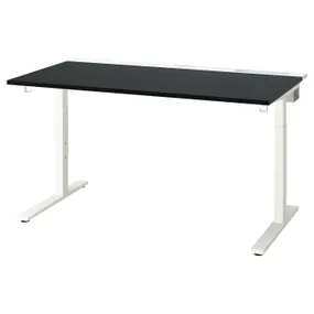 IKEA MITTZON МІТТЗОН, письмовий стіл, окл попелястий фарбований чорний / білий, 140x80 см 495.281.23 фото