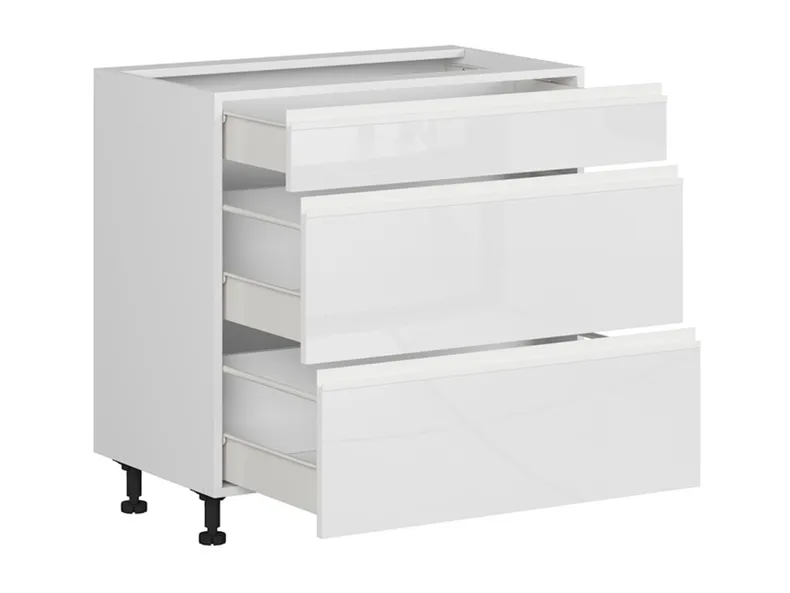 BRW Кухонный цокольный шкаф Sole 80 см с выдвижными ящиками белый глянец, альпийский белый/глянцевый белый FH_D3S_80/82_2SMB/SMB-BAL/BIP фото №3