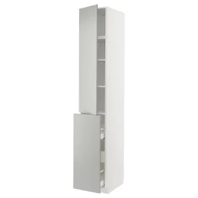IKEA METOD МЕТОД / MAXIMERA МАКСИМЕРА, высокий шкаф / выдв секц / 3ящ / 1дв / 2плк, белый / светло-серый, 40x60x240 см 895.382.38 фото