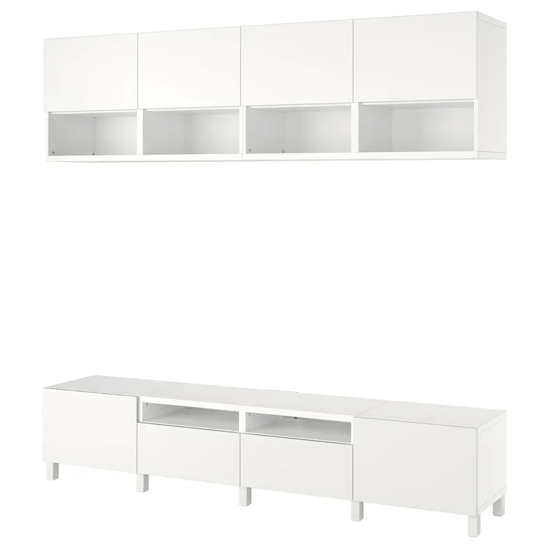 IKEA BESTÅ БЕСТО, шкаф для ТВ, комбинация, белый Лаксвикен / Лапвикен / Стуббарп белый, 240x42x230 см 394.213.87 фото №1