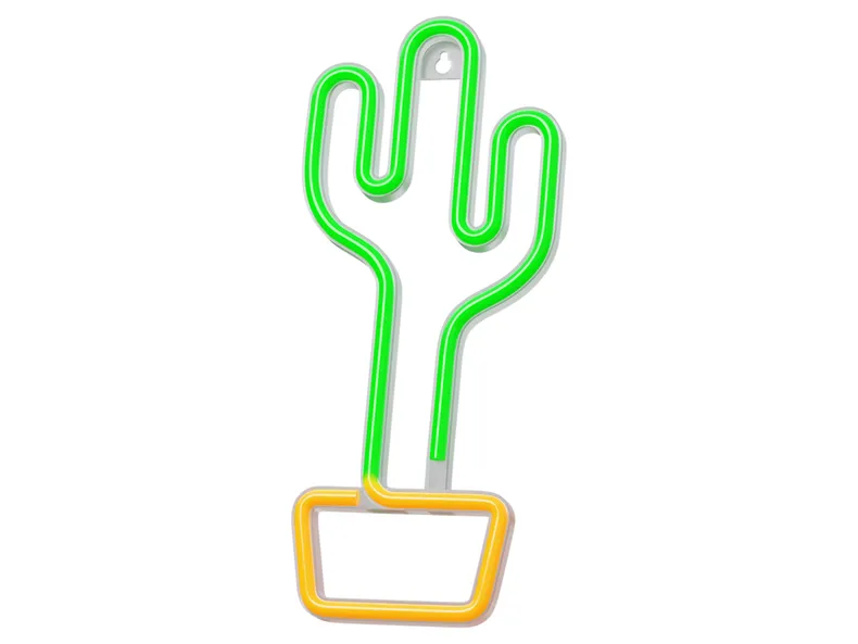 BRW Дитячий неоновий настінний світильник Cactus LED зелено-помаранчевий 093794 фото №1