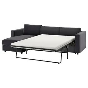 IKEA VIMLE ВІМЛЕ, 3-місний диван-ліжко, з шезлонгом / Djuparp темно-сірий 695.372.73 фото