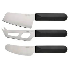 IKEA SKÄRLÅNGA СКЭРЛОНГА, нож для сыра, 3 шт., нержавеющая сталь / черный 105.406.11 фото
