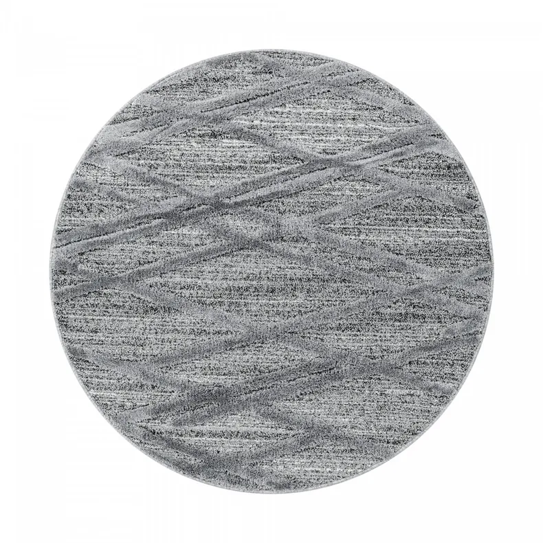 BRW Сірий круглий килимок 3D La Casa в клітинку 160 x 160 4058819120088 фото №1