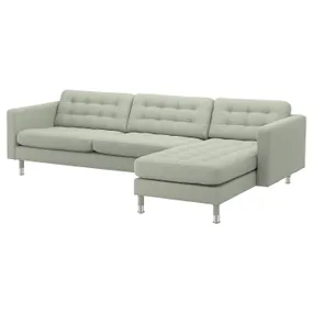 IKEA LANDSKRONA ЛАНДСКРУНА, 4-місний диван, з кушеткою/ГУННАРЕД світло-зелений/металевий 092.704.55 фото