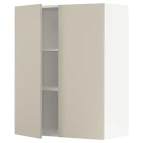 IKEA METOD МЕТОД, навісна шафа з полицями / 2 дверцят, білий / хавсторпський бежевий, 80x100 см 394.658.14 фото