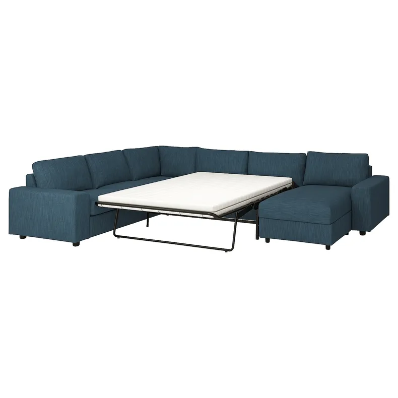 IKEA VIMLE ВИМЛЕ, углов 5-мест диван-кровать+козетка, с широкими подлокотниками/охлажденный темно-синий 095.369.69 фото №1