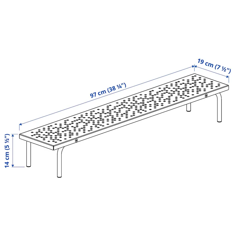 IKEA LÅNESPELARE ЛОНЕСПЕЛАРЕ, подставка для монитора, черный, 97x19 см 005.888.73 фото №9