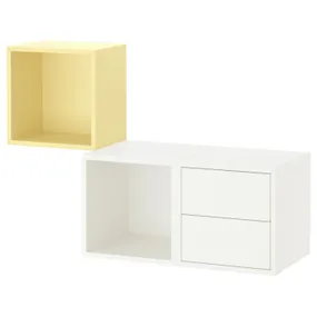 IKEA EKET ЕКЕТ, настінна комбінація для зберігання, білий / блідо-жовтий, 105x35x70 см 395.216.88 фото