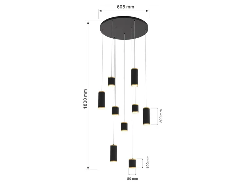 BRW Підвісний світлодіодний світильник/57Вт/6600Лм/3000К чорний Тулуза 091072 фото №5