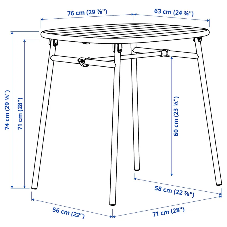 IKEA DUVSKÄR ДУВШЕР, стіл+2 стільці, вуличний/чорно-синій 794.948.62 фото №6