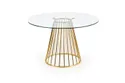 Стол на кухню HALMAR LIVERPOOL 120x120 см, столешница - прозрачная, ножки - золото фото thumb №1