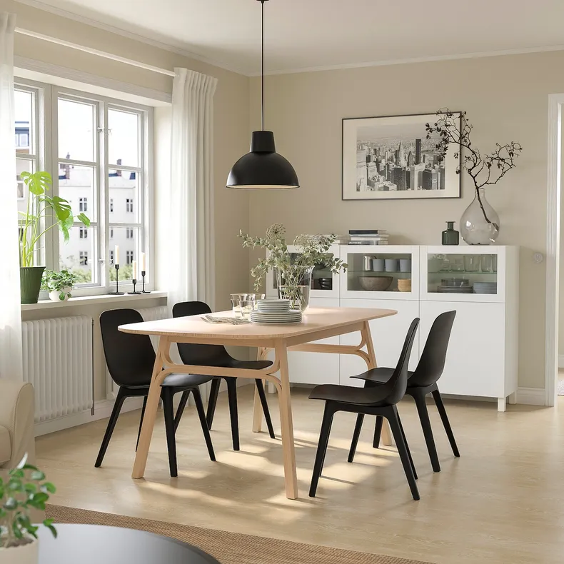 IKEA VOXLÖV ВОКСЛЕВ / ODGER ОДГЕР, стіл+4 стільці, бамбук / антрацит, 180x90 см 493.886.79 фото №2