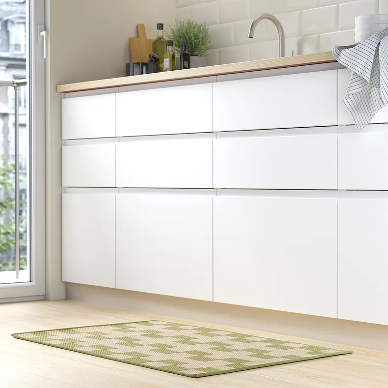 IKEA GÅNGSTIG ГОНГСТІГ, кухонний килимок, плоский тканий зелений/кремовий, 60x90 см 205.781.42 фото №4