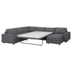 IKEA VIMLE ВИМЛЕ, углов 5-мест диван-кровать+козетка, с широкими подлокотниками/средне-серый цвет 695.452.49 фото