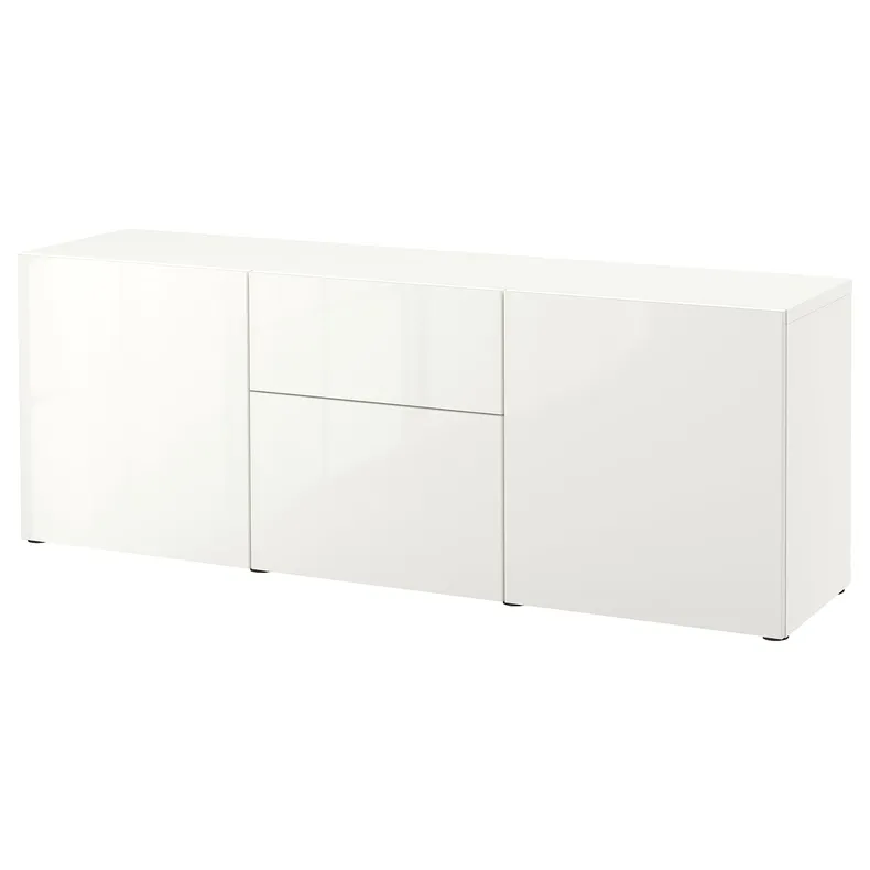 IKEA BESTÅ БЕСТО, комбинация для хранения с ящиками, белый / Сельсвикен глянцевый / белый, 180x42x65 см 394.126.65 фото №1
