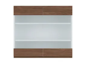 BRW Двухдверный верхний кухонный шкаф Sole 80 см с витриной lincoln walnut, альпийский белый/линкольнский орех FH_G_80/72_LV/PV-BAL/ORLI фото