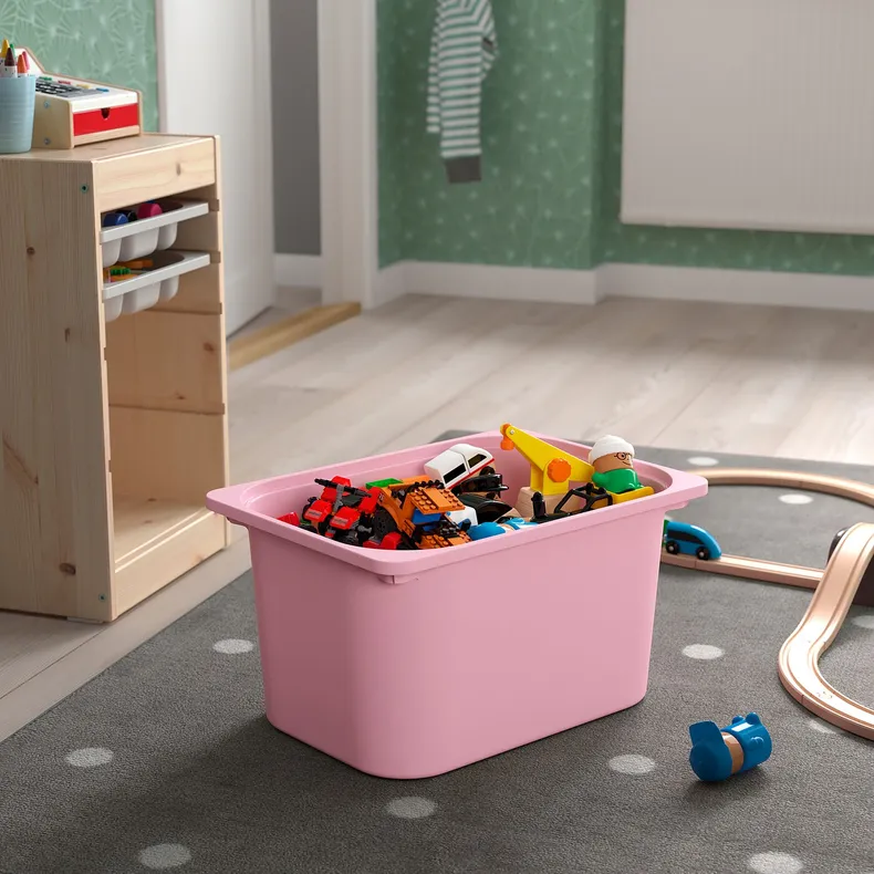 IKEA TROFAST ТРУФАСТ, комбинация с контейнером / лотками, Светлая сосна, окрашенная в серый / розовый цвет, 32x44x52 см 095.235.80 фото №5