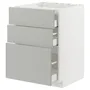 IKEA METOD МЕТОД / MAXIMERA МАКСИМЕРА, шкаф д / варочной панели / 3фасада / 3ящ, белый / светло-серый, 60x60 см 695.385.50 фото