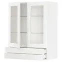 IKEA METOD МЕТОД / MAXIMERA МАКСИМЕРА, навесной шкаф / 2 стекл двери / 2 ящика, белый Энкёпинг / белая имитация дерева, 80x100 см 394.735.07 фото thumb №1