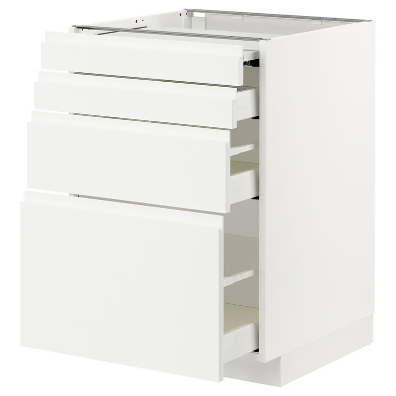 IKEA METOD МЕТОД / MAXIMERA МАКСИМЕРА, напольный шкаф с выдвиж панелью / 3ящ, белый / Воксторп матовый белый, 60x60 см 394.337.76 фото №1